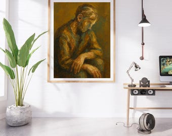 Abstrakt konsttryck: Lyssnaren - Modern heminredning (högupplöst PNG digital nedladdning)