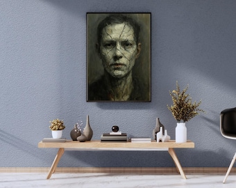 Abstract Art Print: The Mirror Cracks - Modern Home Decor (High-Res PNG Digital Download