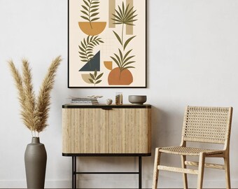 Abstract Geometric Art Print: Overgrown Nature, Modern Home Decor (PNG Digital Download)