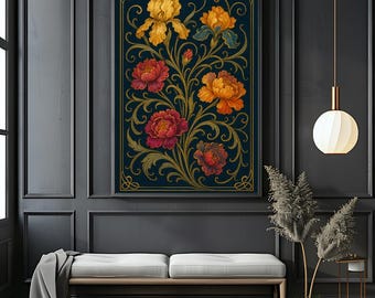 The Gilded Bloom – Sage and Gold Botanical Wall Art | AI Art