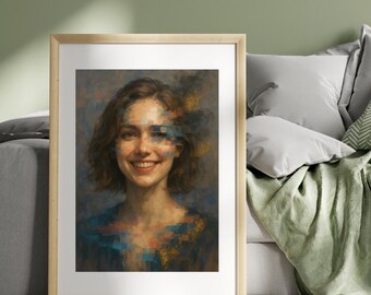 Abstract Art Print: Modern Euphoria, Glitched Joy (High-Res PNG Digital Download