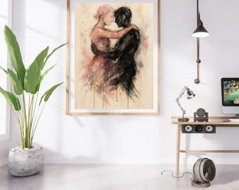 Abstrakt konsttryck: Omfamningen - Modern heminredning (högupplöst PNG digital nedladdning)