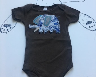 3-6MO Paisley Elephant Onesie