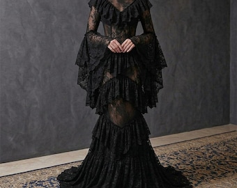 80s Norma Kamali Black Lace Gown - Etsy 80s Norma Kamali Black Lace Gown - Etsy