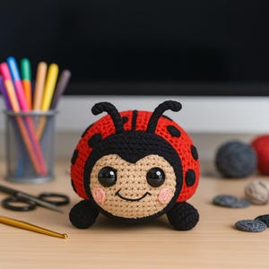 Happy Amigurumi Ladybug – Handmade Crochet Plush Toy for Kids & Gifts
