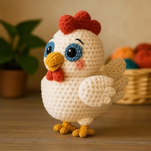 Clucky the Crochet Chicken Pattern – Amigurumi Hen PDF Tutorial – Cute Farm Animal Toy – DIY Plush Doll