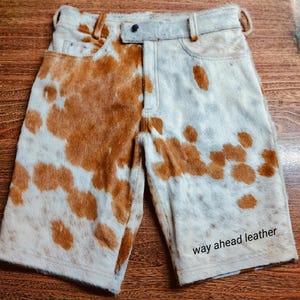 Cowhide Hair-On Hide Western Style Shorts Men's Natural Leather Shorts Genuine Soft Cowhide Causal Wear Shorts