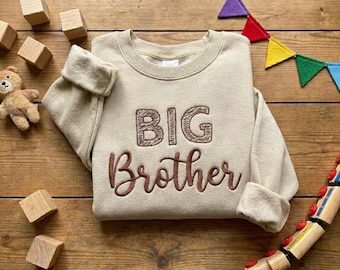 Big Brother Sweatshirt, Embroidered Big Brother Shirt, Sibling Announcement Outfit, Pregnancy Reveal Shirt, New Baby Gift for Kids