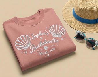 Custom Beach Bachelorette Embroidered Sweatshirt, Mermaid Bride Crewneck, Coastal Bach Party Sweatshirt, Personalized Bride Trip Shirt