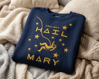 Project Hail Mary Inspired Embroidered Sweatshirt, Astronaut Star Crewneck, Sci Fi Shirt, Space Lover Gift, Nerd Sweatshirt, Gift for Her