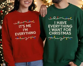 Paar Weihnachten besticktes Sweatshirt, lustiges Sweatshirt, gemütliches Winter Stickerei Shirt, festliches Outfit Set, Weihnachtsgeschenk