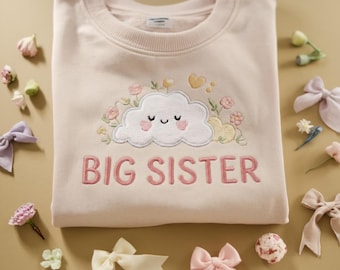 Gestickte große Schwester Sweatshirt, Schwangerschaftansage Sibling Geschenk