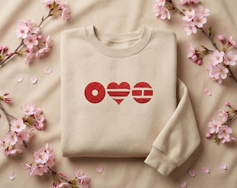 Korean Ari-rang Embroidered Sweatshirt, Simple Aesthetic Crewneck, Minimal Romantic Shirt, Kpop Inspired Gift, Cute Unisex Top