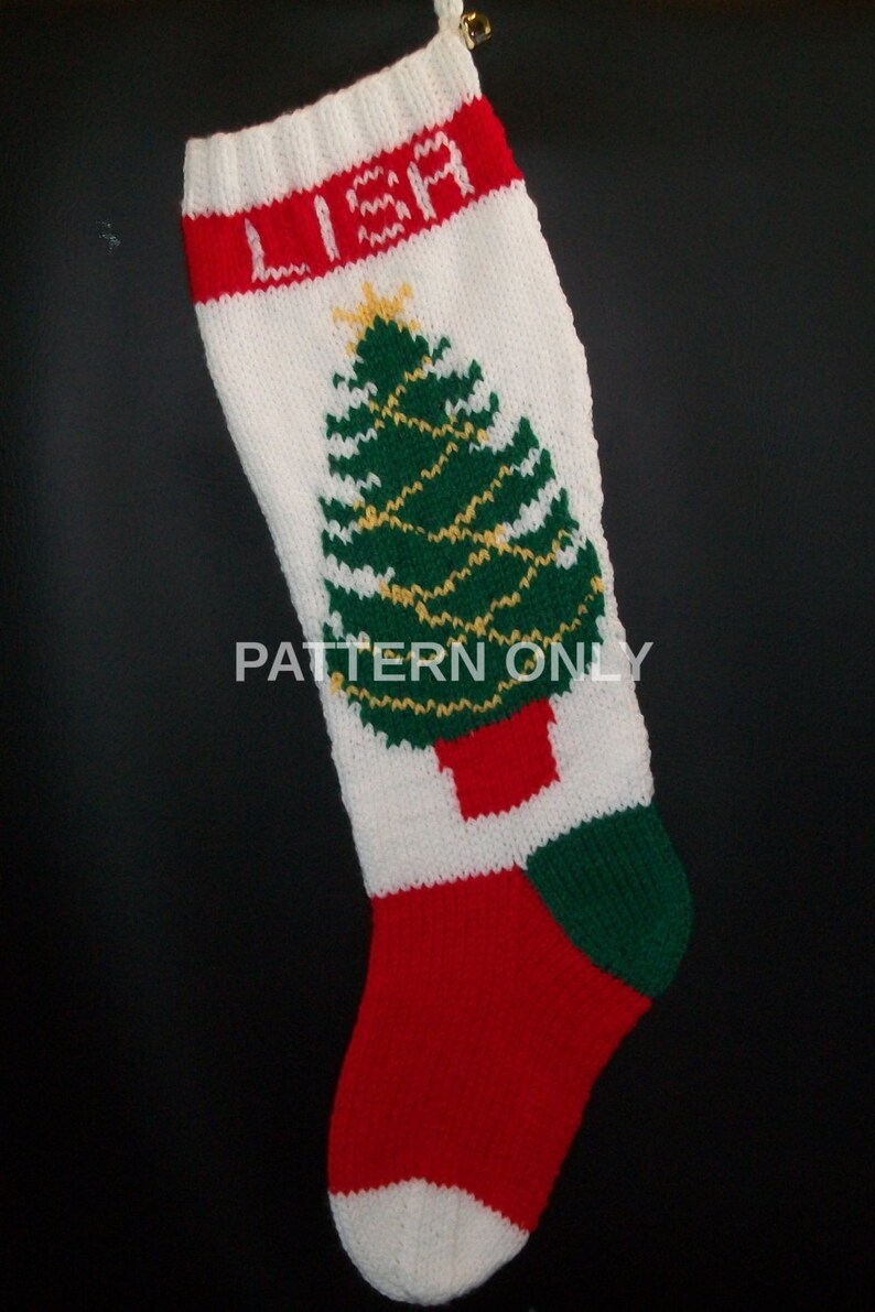 PRINTED Pattern Only Hand Knitted Christmas Tree With Garland Etsy