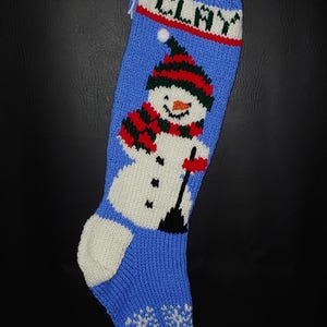 PDF Pattern Only Hand Knitted Snowman with Scarf Christmas Stocking