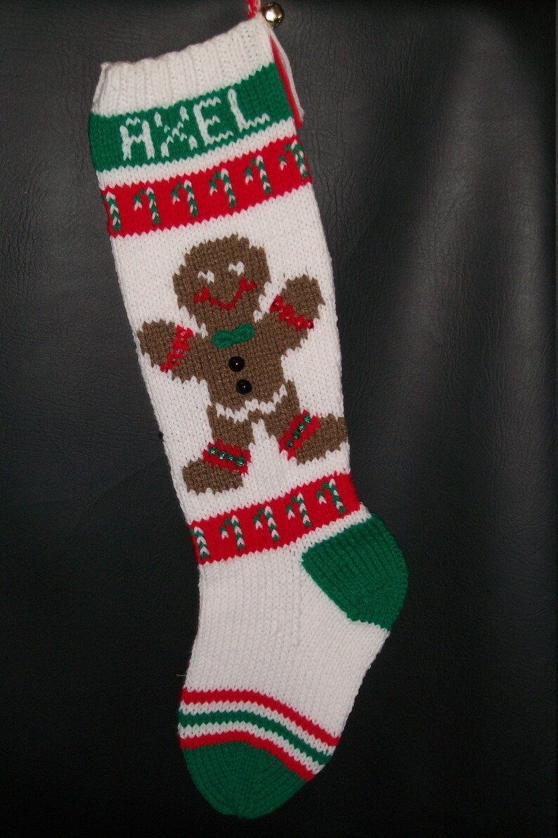 Christmas Stocking Hand Knitted Custom Order Gingerbread Boy Etsy