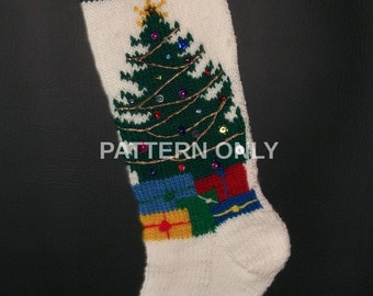 PDF Pattern Only Hand Knitted Christmas Tree Stocking