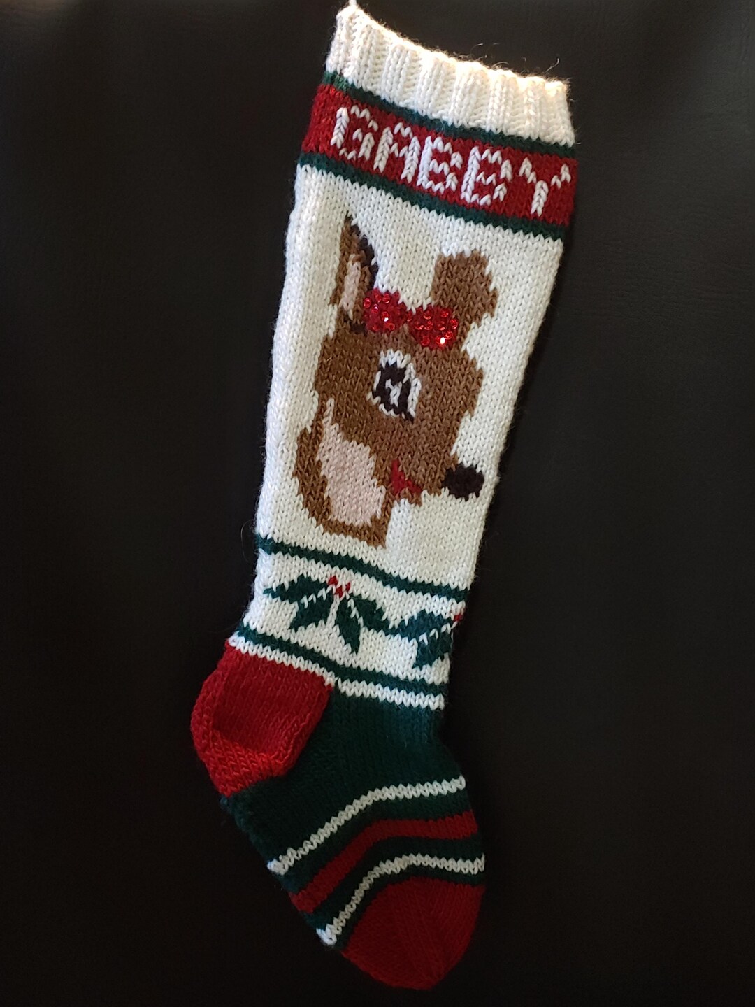 PRINTED Pattern Only Hand Knitted Rudie Reindeer Christmas Stocking - Etsy