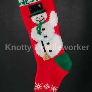 Endast PDF-mönster Handstickad Herr Top Hat Snögubbe Julstrumpa