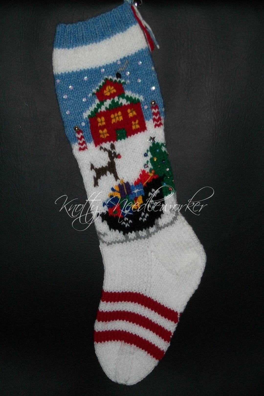 PDF Pattern Only Hand Knitted Christmas Eve at the North Pole Stocking ...