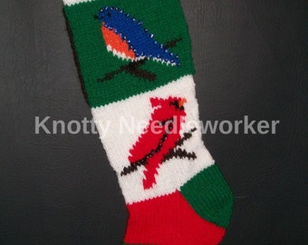 PRINTED PATTERN ONLY Feathered Friends Hand Knitted Christmas Stocking Pattern