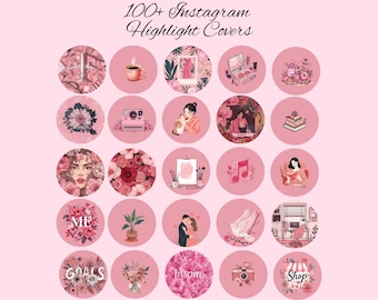 Instagram Highlight Covers Pink, 100+ Girly Icons, Lifestyle Covers