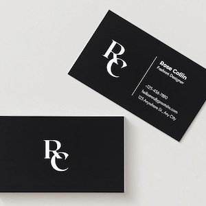 Minimalist Black and White Business Card Set, 2 Editable Canva Templates, Modern Printable Business Cards, Instant Download