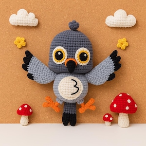 Wingo the Crochet Pigeon Pattern – Amigurumi Bird PDF Tutorial – DIY Urban Animal Plush – Fun Yarn Toy Project