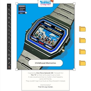 "Casio F-91W - ""Kindererinnerungen"" x Einteiler - 3D-Papier handgefertigte Uhr."
