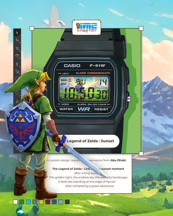 Casio F-91W - “the Legend of Zelda in Sunset” - 3D Paper Crafted