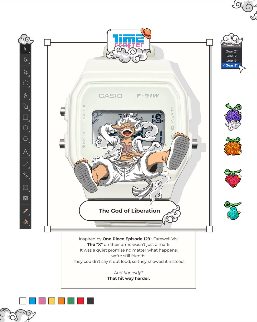 Casio F-91W - “the Warrior of Liberation” X One Piece Luffy Gear 5