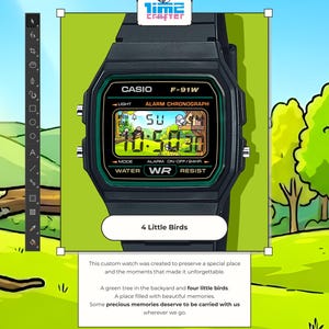 Casio F-91W - “4 Little Birds” - 3D Paper Crafted Watch
