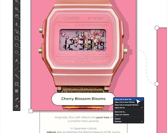 Reloj Casio F-91W - “Flores de cerezo” - Fabricado en papel 3D