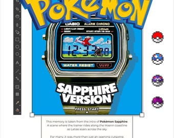 Casio A158 - “GBA : Pokemon Sapphire” - 3D Paper Crafted Watch