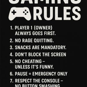 Funny Gaming Rules Download and Print Jpeg File - Etsy
