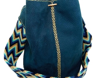 Großer blauer Nubuk-Mochila