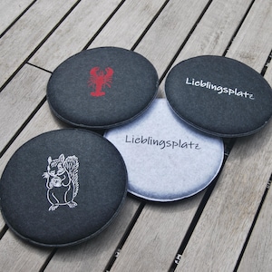 Chair cushion/ seat cushion felt Ø 36 cm personalized