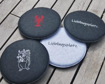Stuhlkissen I Sitzkissen Filz Ø 36 cm personalisiert I Stadionkissen I Sitzunterlage I Filzkissen