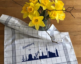 Geschirrtuch 3er Set 'Hamburg' Siebdruck Baumwolle Abtrockentuch