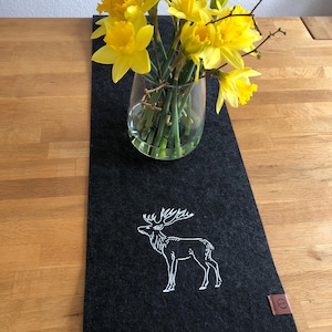 Tischläufer Filz Siebdruck ‘Hirsch’ 100 x 30 cm Frühlingsdeko