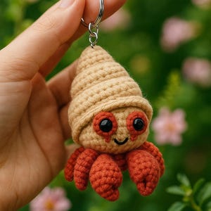 Crocheted Hermit Crab Amigurumi | Handmade Hermit Crab Plush Toy | Cute Ocean Animal Crochet Doll | Sea Life Gift