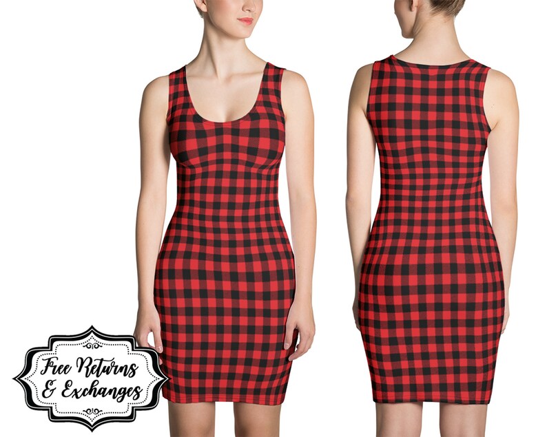 red plaid bodycon dress