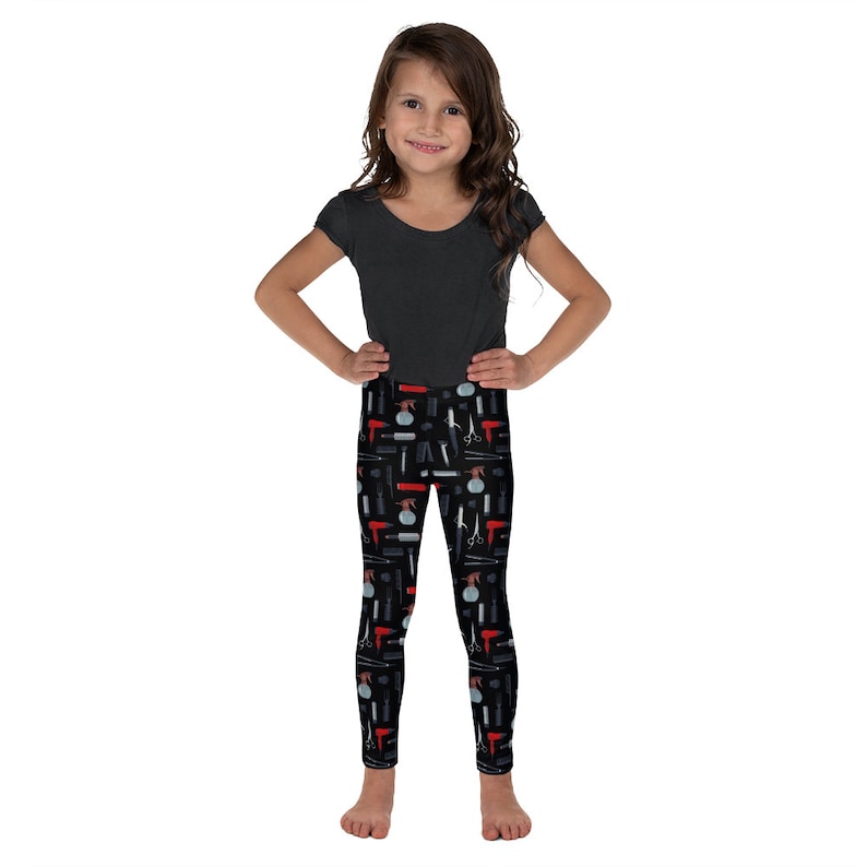 Kids Hair Stylist Leggings \u2022 Hairdresser Gift for Girl; Cosmetologist Kid Clothing; Cosmetology Toddler Pants; Clothes; Tights \u2022 Black