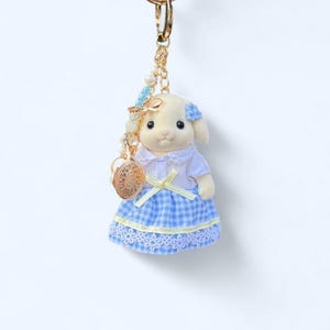 Calico Critter Flora Bunny Bag Charm: Handmade Locket Keychain