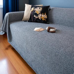 Linen Cotton Woven Sofa Cover – Non-Slip Universal Couch Protector for All Seasons, Solid Color Living Room Slipcover