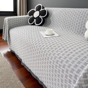 Cotton Blend Sofa Cover – Non-Slip & Washable Couch Protector, Easy Care Furniture Slipcover