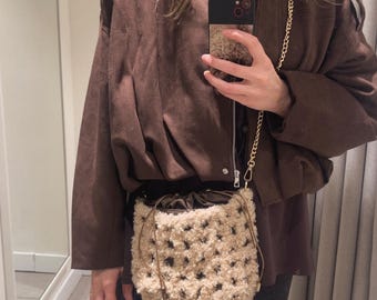 Teddy Bucket Bag, Handmade Faux Fur Purse, Cozy Shoulder Bag