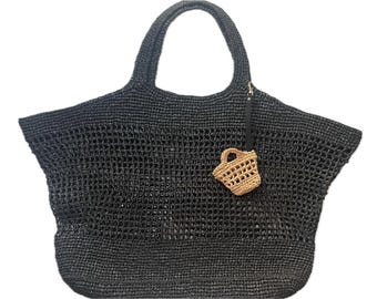 Raffia Crochet Tote Bag – Luxury Inspired Summer Handbag. Twig bag.