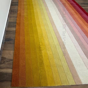 Hand Tufted Rainbow Gradient Rug Colorful Striped Carpet Modern Vibrant Boho Kids Room Decor Multicolor Handmade Rectangular Rug