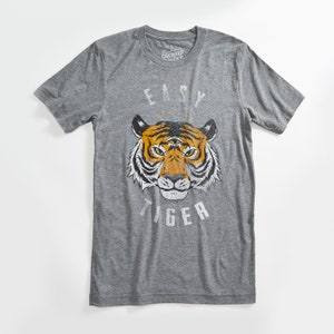 Easy Tiger Vintage Unisex T-Shirt. Slim Fit Heather Grey Tee. Shirt for Men Women. image 1